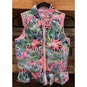 Girls Lilly Pulitzer Melanie Puffer Quilted Reversible Vest Size L *B3